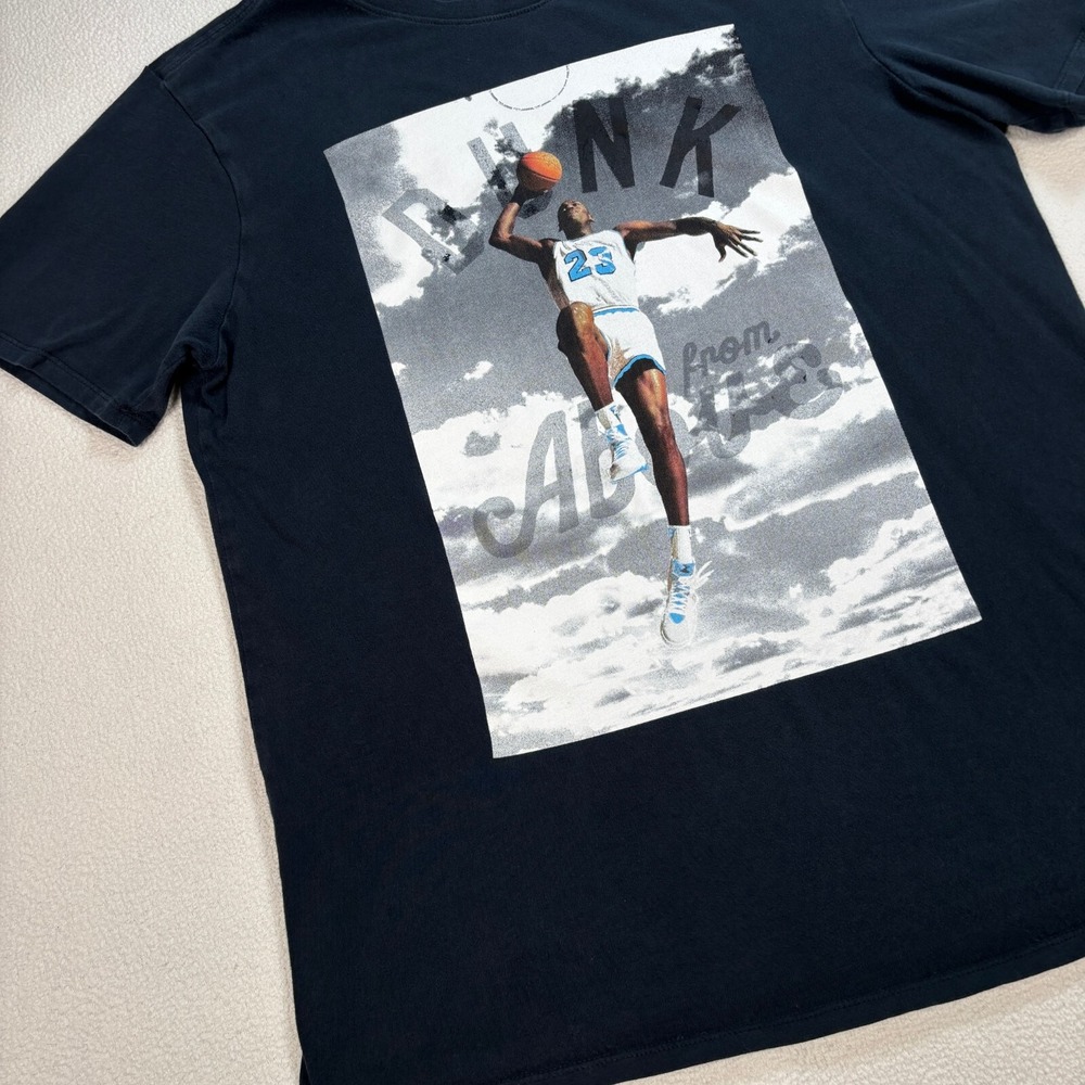 Jordan Graphic T-Shirt Men's M Black Dunk From Above 100% Cotton Basketball - Picture 6 of 13